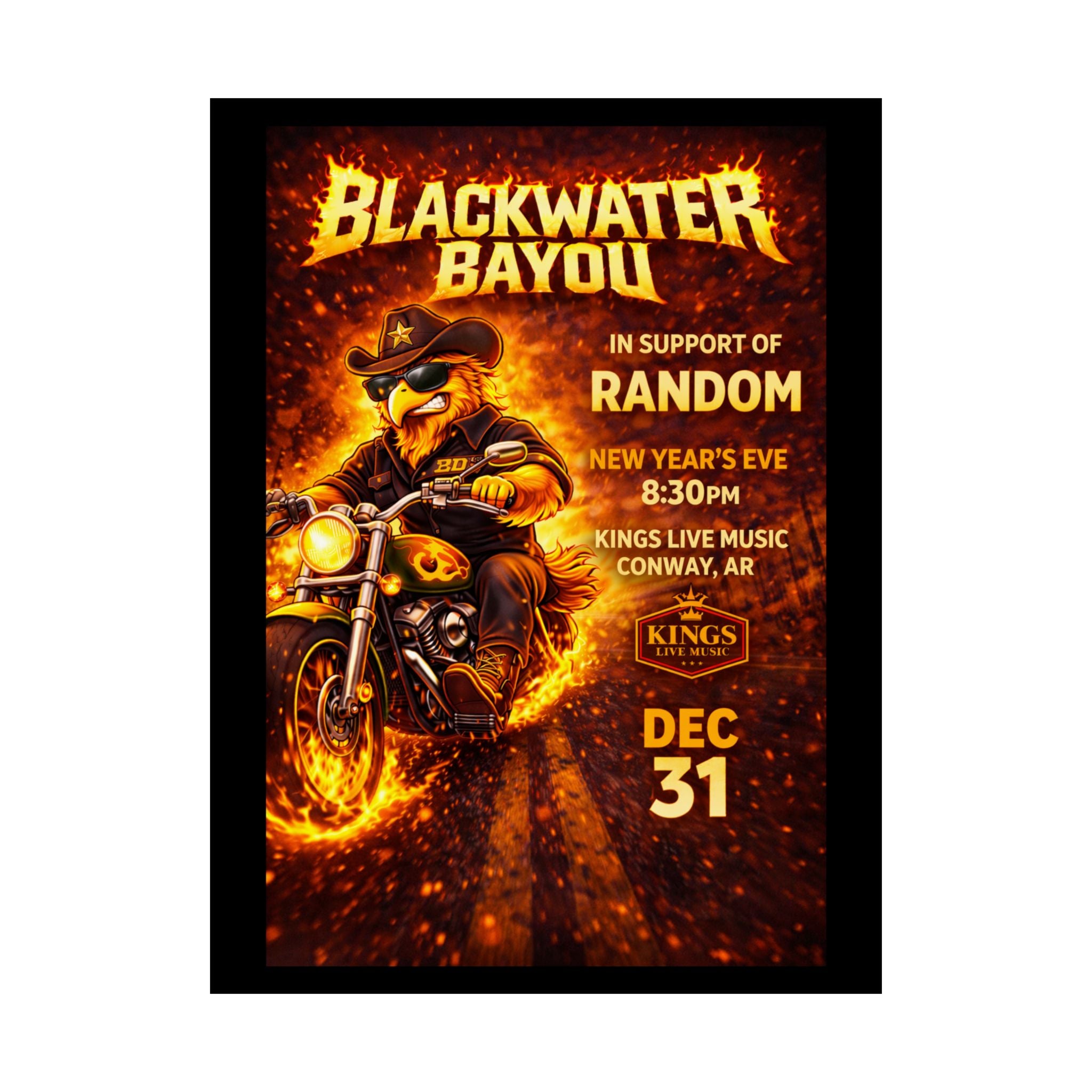Blackwater Bayou New Years Poster — Matte Vertical Event Print